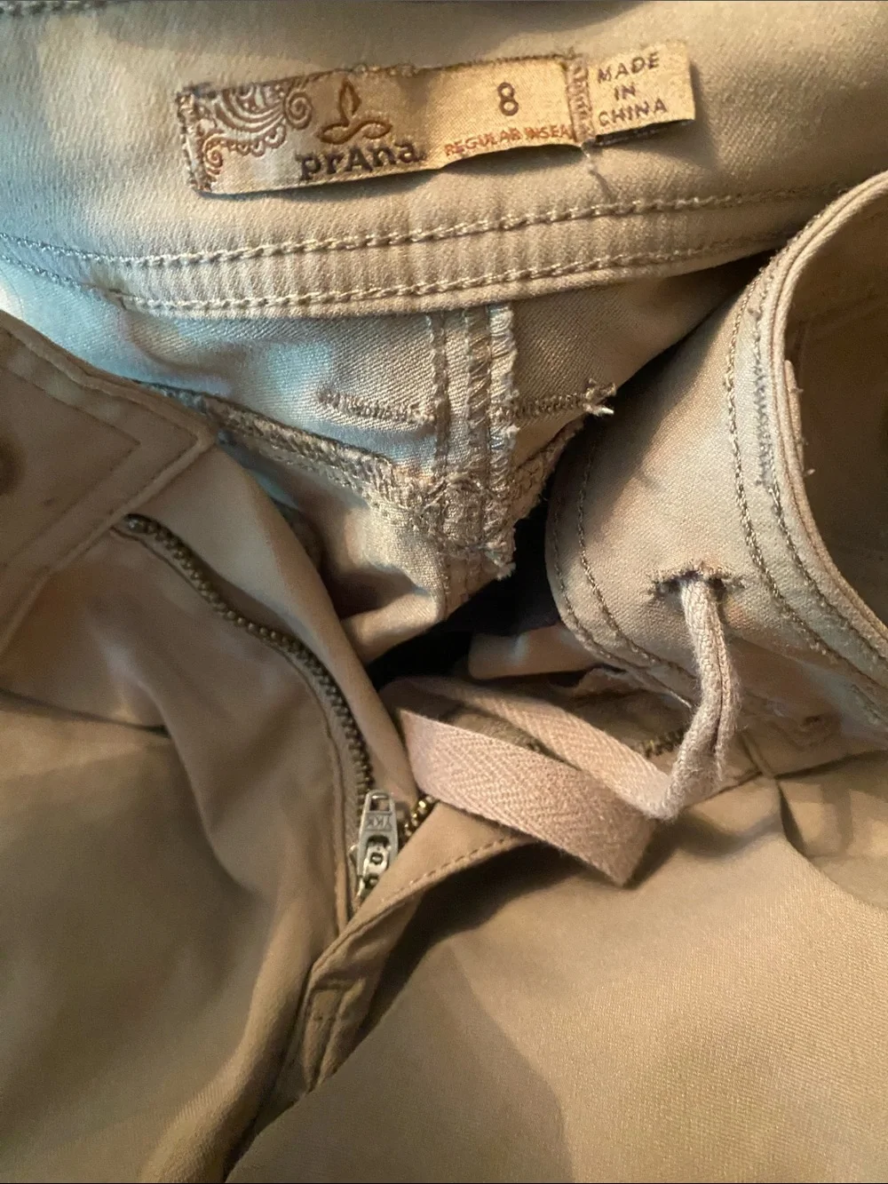 Prana Light Taupe Drawstring Cargo Pants - Picture 3 of 4